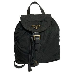 Prada Tessuto Nylon Vela Quilted Cinch Backpack Black